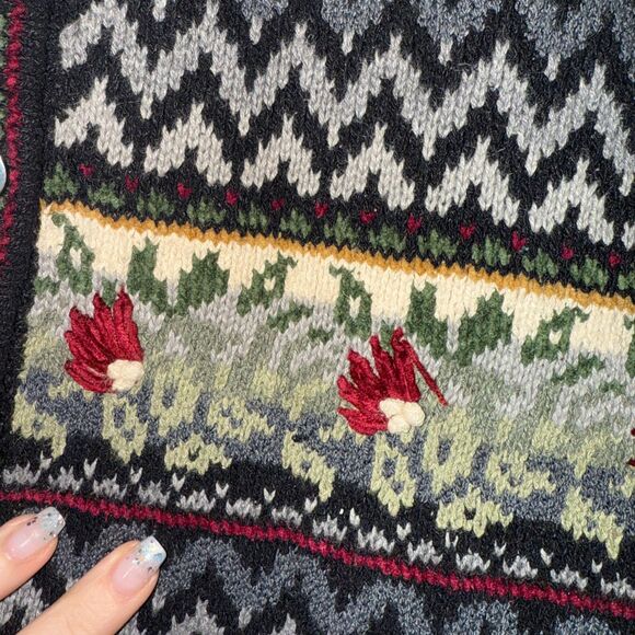 VTG Talbots 3D Knit Cardigan Sweater Cottagecore - M - Picture 5 of 8